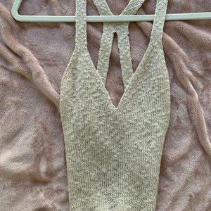 Knit bone color open back tank!
